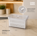 Fresh Box™ | Kit Organizadores de Geladeira com Vedação e Drenagem – 2x 5L + 1x 3,5L