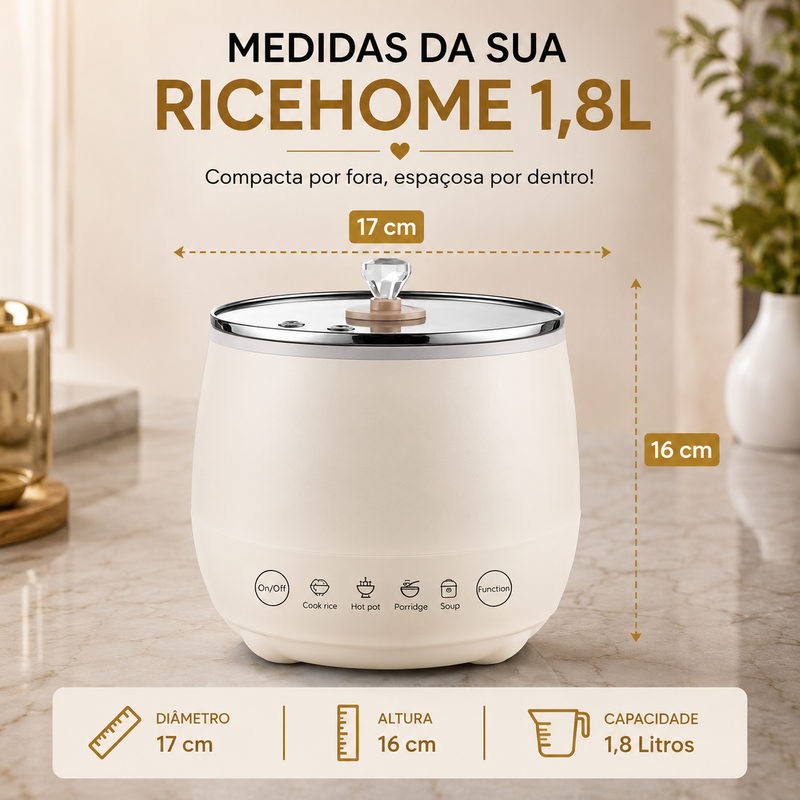 Panela De Arroz Elétrica Cerâmica 1,8 Litros 110V / 220V PREMIUM