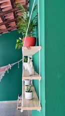 Prateleira de Madeira Suspensa com Cordas Nicho Decorativo