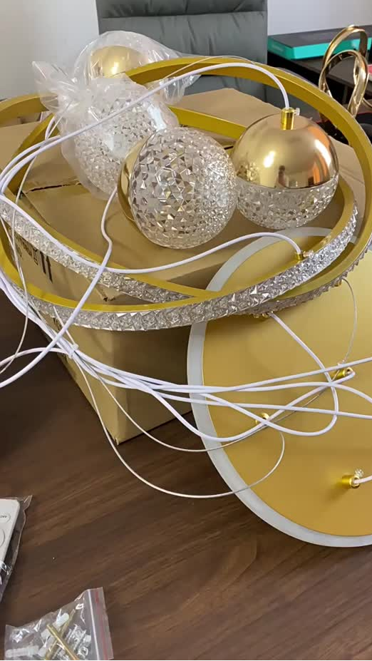 Lustre de Cristal 3 Cores, Lustre para Sala de Jantar e Quarto Moderno de Cristal 110V/220V -O16