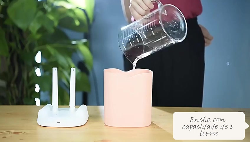 Umidificador De Ar E Aromatizador Grande 24H Com 2 Saídas De Ar 3 Em 1 Multifuncional Com LED