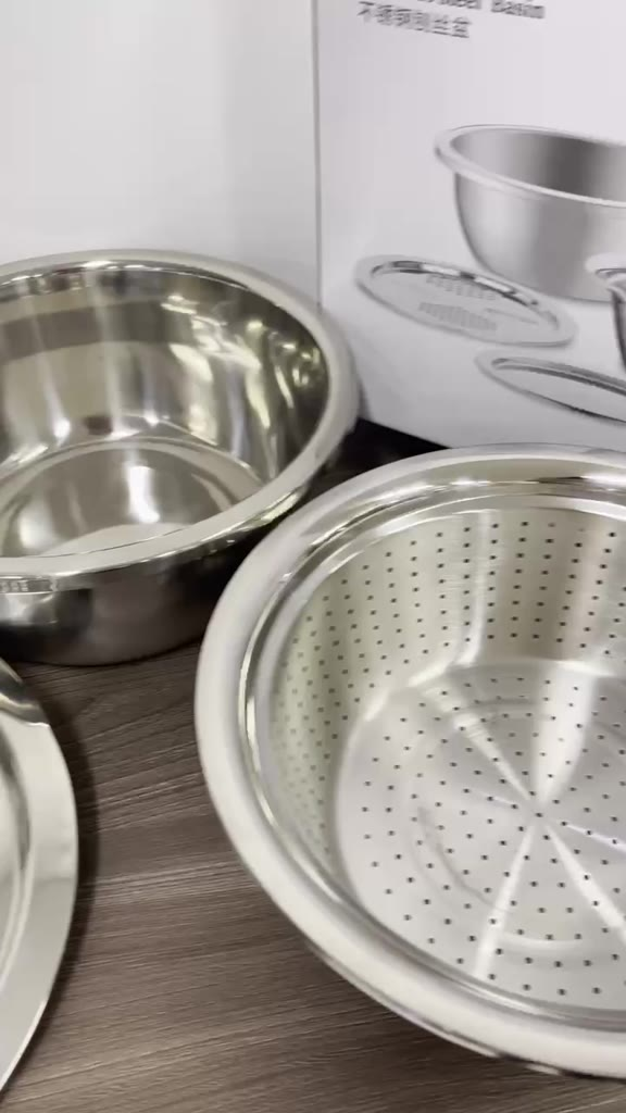 Conjunto Luxo Inox Bowl Ralador Fatiador Escorredor com Tampa Armazenamento com Caixa para Presente