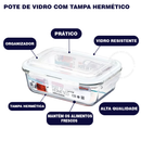 Kit 10 Potes Vidro Hermético Retangular 4 Travas Marmita Premium - 370 ml