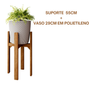 Suporte Legs para Vaso Cachepot em Madeira Pinus 55cm /40cm com Vaso de Plantas