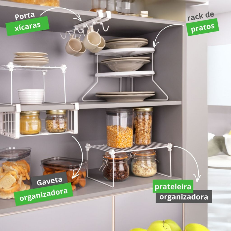 Organizador de Armário de Cozinha kit com 5 Organizadores