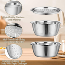 Conjunto Luxo Inox Bowl Ralador Fatiador Escorredor com Tampa Armazenamento com Caixa para Presente