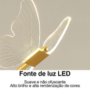 Dourado Pendente Led Borboleta 3 Cores em 1 Luz Luminária De Teto Do Quarto Iluminação Criativo