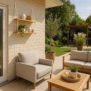 Prateleira de Madeira Suspensa com Cordas Nicho Decorativo