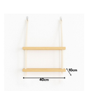 Prateleira de Madeira Suspensa com Cordas Nicho Decorativo