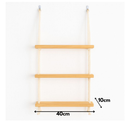 Prateleira de Madeira Suspensa com Cordas Nicho Decorativo