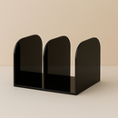 Organizador de Bolsas com 3 Divisões em Acrílico Transparente Preto Branco