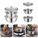Conjunto Luxo Inox Bowl Ralador Fatiador Escorredor com Tampa Armazenamento com Caixa para Presente
