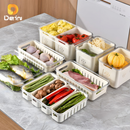 Caixa Organizadora de Alimentos Transparente Geladeira Empilhável Multiuso com Divisórias