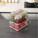 Caixa Organizadora de Alimentos Transparente Geladeira Empilhável Multiuso com Divisórias