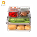 Caixa Organizadora de Alimentos Transparente Geladeira Empilhável Multiuso com Divisórias