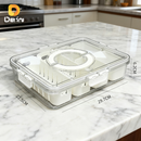 Caixa Organizadora de Alimentos Transparente Geladeira Empilhável Multiuso com Divisórias