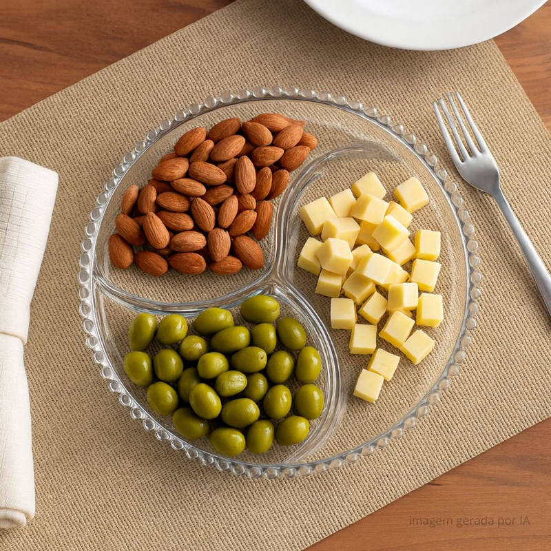 Petisqueira Wolff Pearl Cristal Incolor Ideal para Queijos e Petiscos