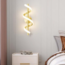 Arandela LED Espiral 40cm Dourado 10W 3000K Bivolt Parede Moderna – NÃO Recarregável / precisa ligar na tomada