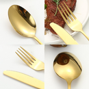 Faqueiro Elegance Gold Inox 24 Peças Polido – Talheres Polidos Premium com Maleta