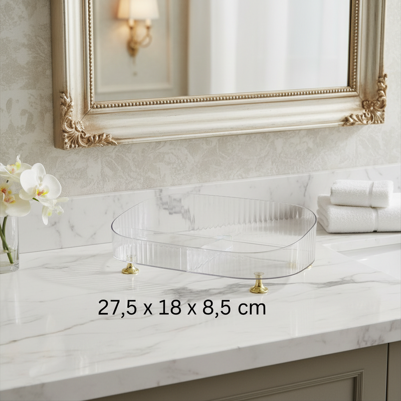 Caixa Organizadora De Mesa Bandeja Multiuso Para Maquiagem e Perfume Transparente