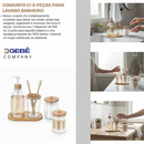 Conjunto Banheiro Lavabo 5 Peças Bambu Porta-Objetos, Dispenser, Escova e Bandeja