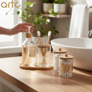 Conjunto Banheiro Lavabo 5 Peças Bambu Porta-Objetos, Dispenser, Escova e Bandeja