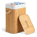 Cesto de Roupa em Bambu 72L com Tampa – Organizador Premium para Banheiro com Alças