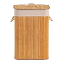 Cesto Roupa Bambu Retangular Redondo Com Tampa Cesto Oraganizador Roupa Suja Alças Banheiro Bege 72 LITROS