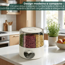 Dispenser Rotativo 6 Compartimentos 360º Graus Grãos Cereais Alimentos Hermético Armazenagem Moderno