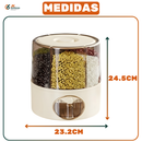 Dispenser Rotativo 6 Compartimentos 360º Graus Grãos Cereais Alimentos Hermético Armazenagem Moderno
