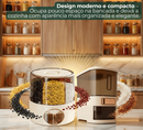 Kit 2 Unidades 1 Pote Giratório + 1 Balde Dispenser De Arroz 5kg Copo Medidor Armazenamento Cereais