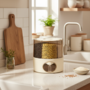 Kit 2 Unidades 1 Pote Giratório + 1 Balde Dispenser De Arroz 5kg Copo Medidor Armazenamento Cereais