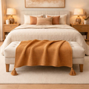 Manta Decorativa Premium para Sofá em Algodão com Pompom Artesanal – Casa Mais 1,40 x 1,40