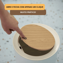 Lixeira Resistente Pé Tipo Madeira Com Tampa de Pressão Moderna Retrô Sala Escritório Banheiro Quarto