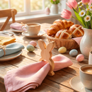 Argolas Porta-Guardanapo Coelho de Páscoa Casa Mais – Madeira Natural (6 unidades) 