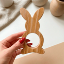 Argolas Porta-Guardanapo Coelho de Páscoa Casa Mais – Madeira Natural (6 unidades) 