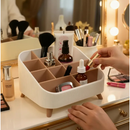 Organizador de Maquiagem com Divisórias Porta Cosméticos Pés Bege Branco Preto Luxo Elegante