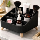 Organizador de Maquiagem com Divisórias Porta Cosméticos Pés Bege Branco Preto Luxo Elegante