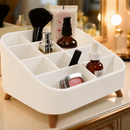 Organizador de Maquiagem com Divisórias Porta Cosméticos Pés Bege Branco Preto Luxo Elegante