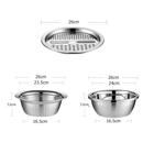 Conjunto 3 em 1 Inox Ralador com Tigelas | Escorredor + Bacia + Fatiador Multifuncional