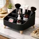 Organizador de Maquiagem com Divisórias Porta Cosméticos Pés Bege Branco Preto Luxo Elegante