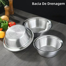 Conjunto 3 em 1 Inox Ralador com Tigelas | Escorredor + Bacia + Fatiador Multifuncional