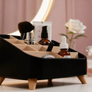 Organizador de Maquiagem com Divisórias Porta Cosméticos Pés Bege Branco Preto Luxo Elegante