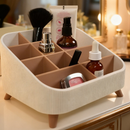 Organizador de Maquiagem com Divisórias Porta Cosméticos Pés Bege Branco Preto Luxo Elegante
