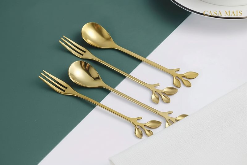Kit Elegance Gold – Talheres em Aço Inoxidável 10 Peças