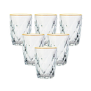 Elegance Home Diamond – Jogo 6 Copos de Vidro 270ml com Fio de Ouro
