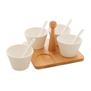 4 Molheiras com Colher e Suporte Wolff de Bambu 16cm x 16cm