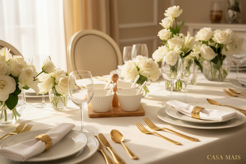 4 Molheiras com Colher e Suporte Wolff de Bambu 16cm x 16cm