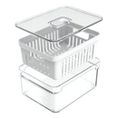 Organizadores de Geladeira de Acrílico com Tampa Drenagem 2,2 Litros