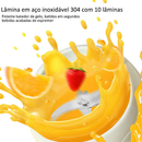 Mini Juicer Liquidificador Portátil Copo Caneca 500ml e 450ml Com 10 Lâminas, Tampa, Canudo e Copo